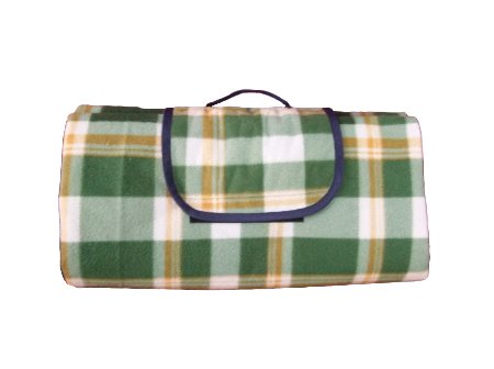 HS Water Resistant All Purpose X-Large Outdoor Blanket Green Plaid