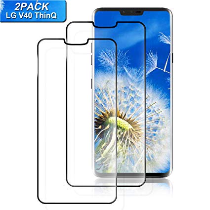 Jioue LG V40/V50 ThinQ Screen Protector [2 Pack], Full Coverage HD Tempered Glass Anti-Scratch Bubble-Free Screen Protector for LG V40/V50 ThinQ