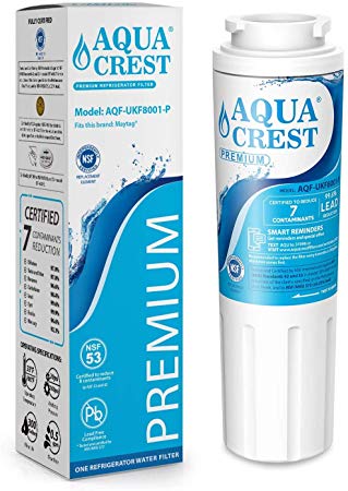 AQUACREST UKF8001 NSF 53&42 Certified Refrigerator Water Filter, Compatible with Maytag UKF8001, UKF8001AXX, UKF8001P, PUR Jenn-Air UKF8001, EDR4RXD1B, EveryDrop Filter 4, 4396395, Puriclean II