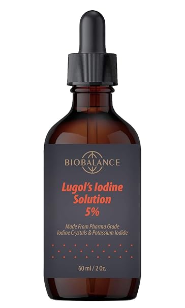 Bio Balance Lugol's Iodine 5% Solution 2 fl.oz., Extra Pure Grade, 6.25mg Iodine Per Drop, Heavy Metals Free, Preservative Free, Glass Dropper Bottle, 60ml