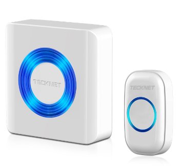 TeckNet Premium Wall Plug-in Wireless Cordless Doorbell Door Chime at 500-feet Range with 52 Chimes 4 Levels of Adjustable Volume and Blue Light