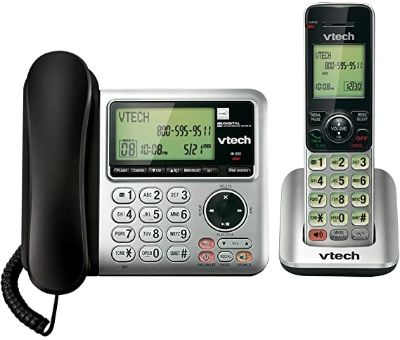 VTech CS6649 Expandable Corded/Cordless Phone System with Answering System-Caller ID/Call Waiting & Handset/Base Speakerphones