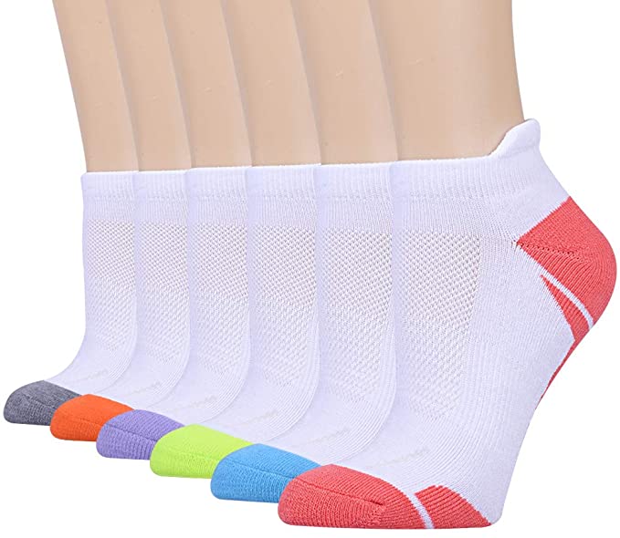 Womens Athletic Ankle Sports Running Low Cut Tab Cushioned Socks 6 Pack