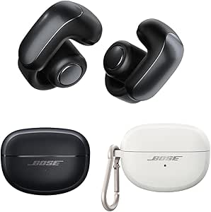 Bose Ultra Open Earbuds with Immersive Audio, Open Ear Wireless Clip on Earbuds for Comfort, OpenAudio for Awareness, Bundle Silicone Case Cover for Ultra Open Earbuds (Black)