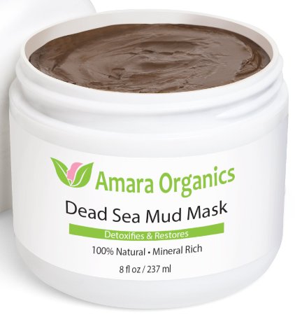 Amara Organics Dead Sea Mud Mask for Face & Body - Pure Mud with No Fillers Detoxifies & Restores Healthy Skin - 8 oz.