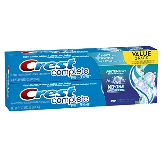 Crest Complete Whitening   Deep Clean Effervescent Mint Toothpaste 11.6oz Twin Pack (Pack of 2)