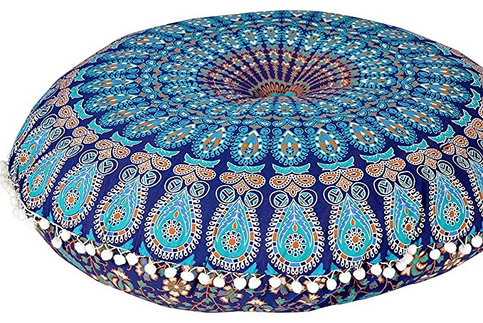 Plush Decor Large Floor Cushion Cover Kids Meditation Mandala Pillow Dog Seating Yoga Ottoman Bohemian Throw Decorative Zipped Pouf