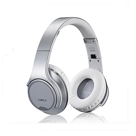 Over-Ear Headphones-PluStore MH1 Foldable Wireless Bluetooth 3.0 On-Ear 2 in1 Headphones with Twist-out Speaker Stereo Headphone Headset (Silver)