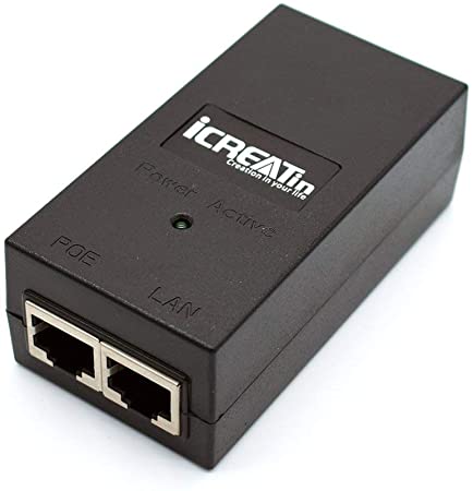iCreatin 48V0.4A Gigabit Power Over Ethernet POE Injector Power Supply,1000Mbps IEEE 802.3af Compliant, Up to 100 Meters (328 Feet)