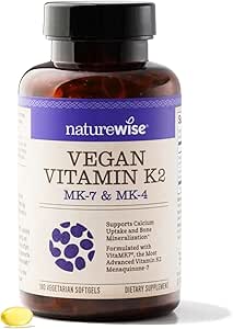 NatureWise Vitamin K2 MK-7 100mcg and MK-4 500mcg - Enhanced Bioavailable Formula - K Complex Supplement for Bone Health   Heart Health - Vegan, Gluten Free, Non-GMO - 180 Softgels[6-Month Supply]