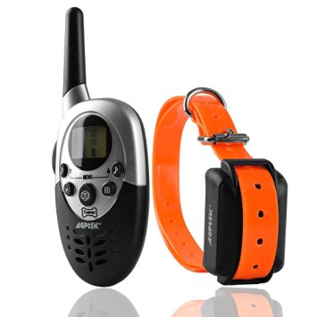 AGPtek®Remote Training Electronic Collar, Rechargeable and Waterproof Dog Training Collar with Vibration and Shock for Medium or Large Dog with White Backlight LCD Screen (1000 Yards E-Collar with 8 Levels of Vibration and Shock)