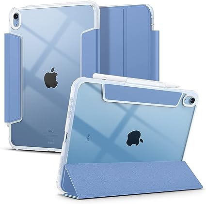 Spigen Ultra Hybrid Pro Designed for iPad 10.9 inch Case iPad 10th Generation Case (2022) with Clear Transparent Back and Pencil Holder - Corn Flower Blue