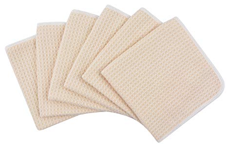 Microfiber Facial Cloths Fast Drying Makeup Remover Cloths Waffle Weave Washcloth Reusable Face Cloth For Bath 13 Inch x 13 Inch 6 Pack Cream
