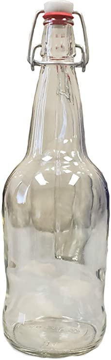Swing Top Bottles - High Quality- by E.Z.Cap | Amazing for Beer and Kombucha Brewing - 1L - 6 Pack - Clear
