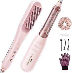 Wavytalk Steam Hair Straightener Brush, 3 in 1 Straightening Comb with Steam for Women, Steam Features to Enhance Nourishing Styling Experiences and Expedite The Straightening,Pink