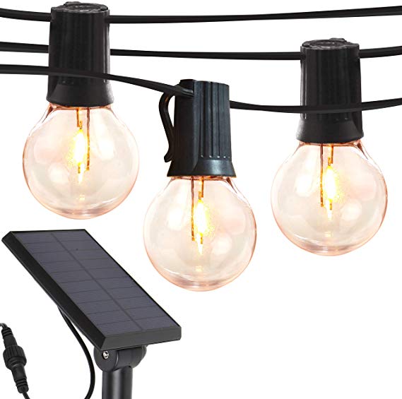 Brightech Ambience Pro - Waterproof Solar LED Outdoor String Lights – 1W Retro Edison Filament Bulbs - 27 Ft Globe Lights Create Bistro Ambience In Your Yard, Pergola - Soft White