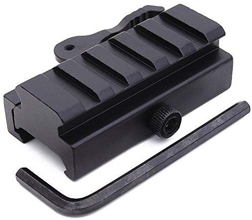 Tactical Low Profile 5 Slot Picatinny Riser Mount with Quick Release, for Red Dots, Scopes, and Optics (0.5 inch H x 2.5 inch L) by Golden Eye Tactical