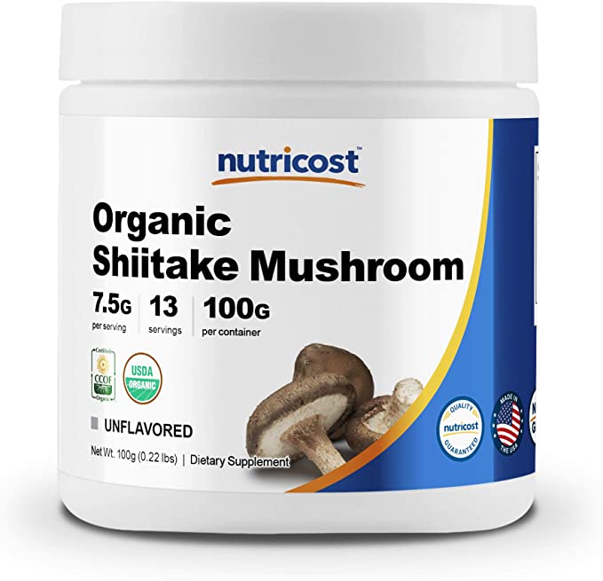 Nutricost Organic Shiitake Mushroom Powder 100 Grams - Gluten Free, Non-GMO