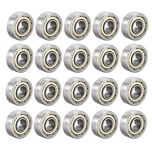 uxcell 605ZZ Deep Groove Ball Bearing Double Shield 605Z 80015, 5mm x 14mm x 5mm High Carbon Steel Z1 Bearings (Pack of 20)