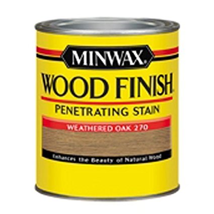 Minwax 227604444 Wood Stain Penetrating Interior Wood Stain, 1/2 pint,  Weathered Oak
