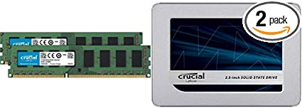 Crucial 16GB Kit (8GBx2) DDR3L 1600 MT/s (PC3L-12800) Unbuffered UDIMM Memory CT2K102464BD160B Bundle MX500 500GB 3D NAND SATA 2.5 Inch Internal SSD - CT500MX500SSD1