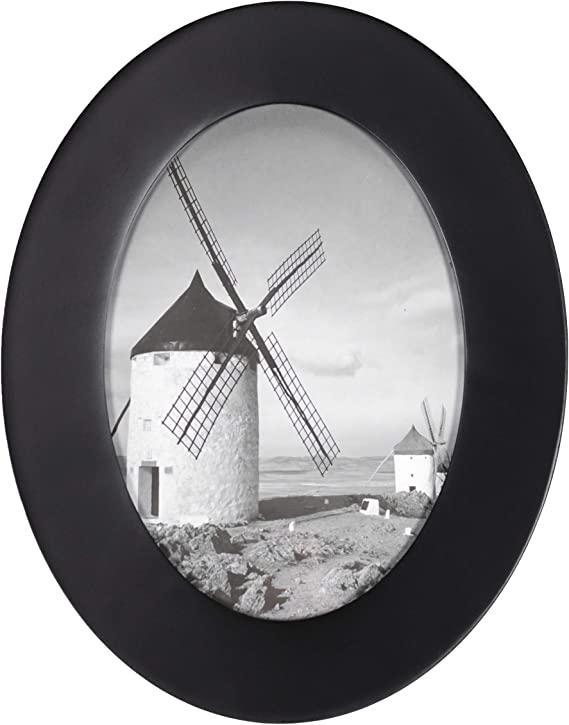 Malden International Designs Classic Oval Black Wood Picture Frame, 5x7, Black