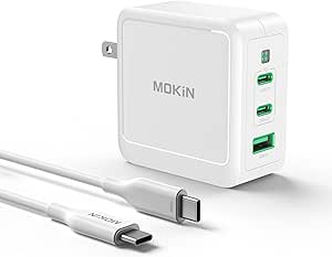 100W USB C Charger Block, MOKiN GaN  Wall Charger with Foldable Plug, USB C Fast Charger for iPhone 15 14 13 12 Pro/Plus/Pro Max, Galaxy S22, MacBook Air, Dell XPS 13, HP Spectre, iPad Pro.