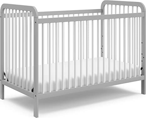 Storkcraft Pasadena 3-in-1 Convertible Crib (Pebble Gray with White) – GREENGUARD Gold Certified, Converts to Daybed and Toddler Bed, Fits Standard Full-Size Crib Mattress, Adjustable Mattress Height