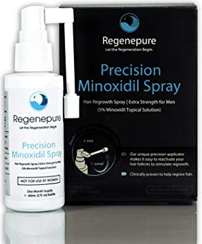 Regenepure - Men's Precision Minoxidil Spray, Contains 5% Minoxidil Hair Loss and Hair Regrowth Treatment, 60 ML