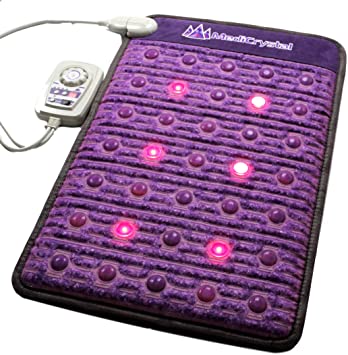 MediCrystal Far Infrared Amethyst Mini Mat 32"L x 20”W   Natural Agate Gems - Photon Red Lights - Bio Stimulation Therapy for Back Pain - FDA Registered Manufacturer - Negative Ion - FIR Heating Pad