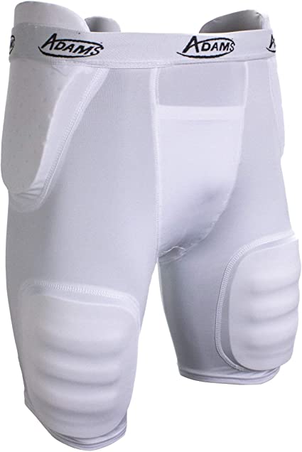 Adams High Rise Youth All-in-One Football Girdle Padded Compression Shorts with Integrated Spine, Thigh and Hip Pads - Football Protective Gear for Kids