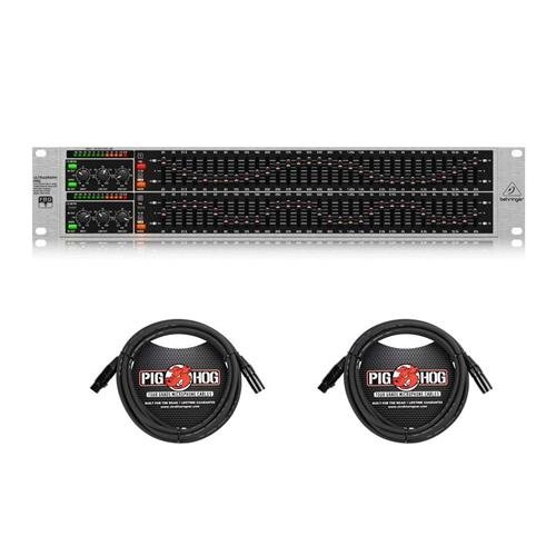 Behringer ULTRAGRAPH PRO FBQ3102HD HD Dual Channel 31-Band Stereo Graphic Equalizer - with 2x 15' 8mm XLR Microphone Cable