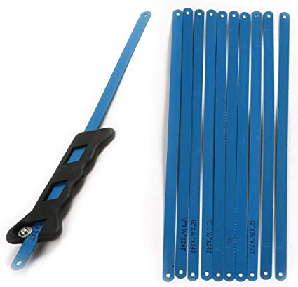 Atoplee 2pcs Adjustable Hand Saw Handle Handheld Saw with 1set/10 pcs Carbon Steel Hacksaw Blades