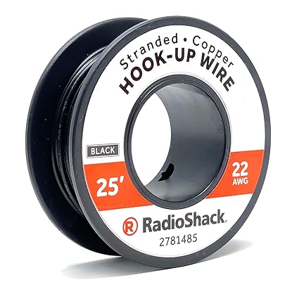 RadioShack 22 AWG Stranded Copper Hook-Up Wire - 25' Spool, Black