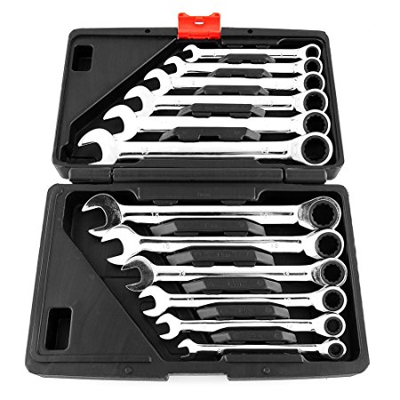 Amzdeal 12PC Ratchet Wrench Mechanic Tool Car Vehicle Garage Spanner 8-19mm Tool Set