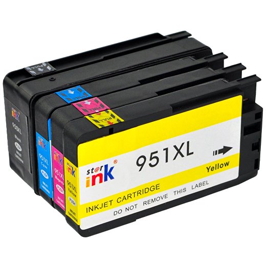 4 pcs Starink HP 950XL 951XL Inks Compatible Cartridges for HP Officejet Pro 8100 ePrinter,HP Officejet Pro 8600 Plus e-AIO Printer,HP Officejet Pro 8600 e-AIO Printer,HP Officejet Pro 8600-N911 Printers(1 Black,1 Cyan,1 Magenta,1 Yellow) High Yield Ink Cartridges with New Updated Chips