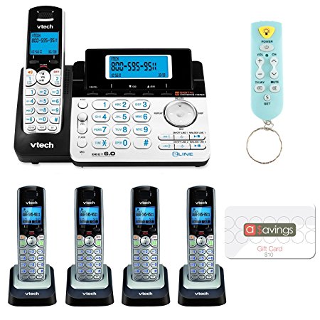 VTech DS6151 2-Line Expandable Cordless Phone with Digital Answering System and Caller ID with 4 Extra DS6101 Handsets