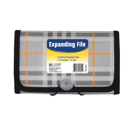 C-Line 13-Pocket Expanding File Coupon Size Includes Tabs 1 File Plaid Design 58412