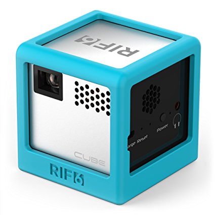 RIF6 Silicone Electronics Case for Cube Mobile Projector or Mini Wireless Speaker - Slim, Flexible, Protective and Travel-Friendly - includes Metal Thread for use with Tripod (Blue)