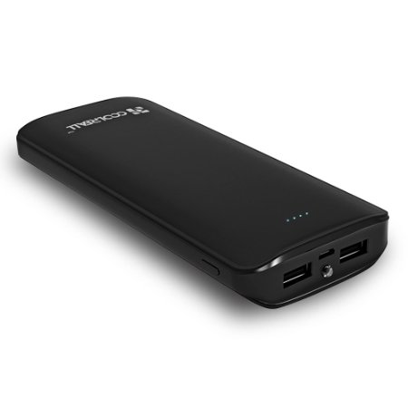 Coolreall 15600mAh Power Bank - High Capacity USB Output Portable Charger External Battery Pack with LED Flashlight for iPhone iPad Samsung and More Black