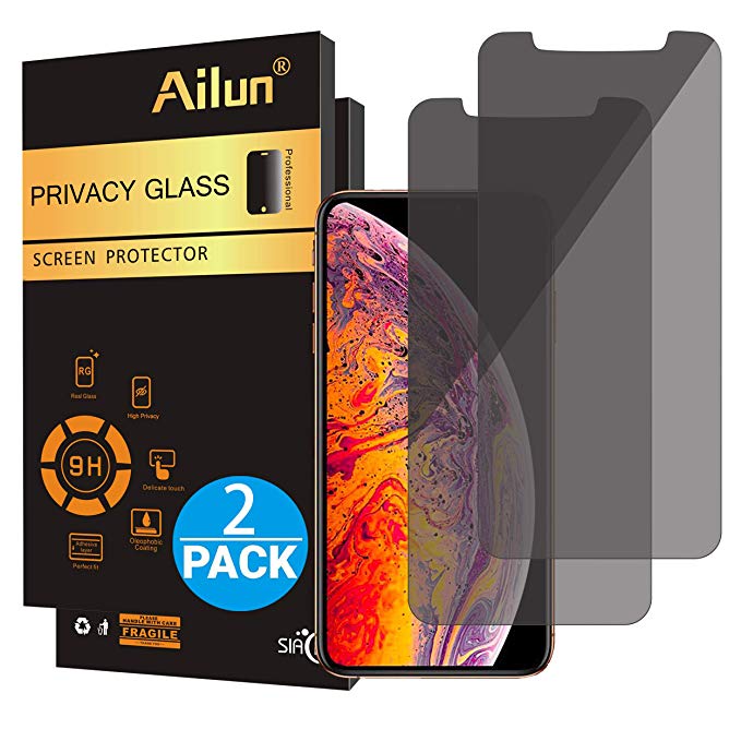 Ailun Privacy Screen Protector for iPhone Xs iPhone X 5.8Inch 2Pack Tempered Glass Compatible with iPhone Xs iPhone X 5.8Inch Anti Scratch Case Friendly