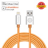 iPhone 6 Charger 6ft Heavy Duty Braided iPhone Charging Cable Lightning Cable iPhone 6S Charger F-color8482 MFi Certified for iPhone 6S 6 Plus 5 5s iPad Air 2 mini 4 iPad Pro iPod Touch 5 Orange