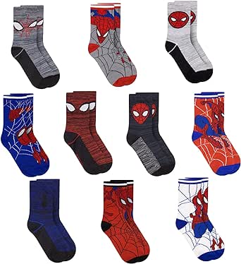 Marvel Spiderman Boys Socks, 10-Pack of Decorative Spiderman Toddler Socks, Amazing Legends Socks for Boys