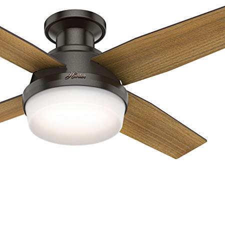 Hunter Fan 44" Contemporary Low Profile Ceiling Fan with LED Light and Remote Control in Noble Bronze (Certified Refurbished)