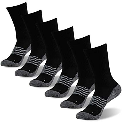 FOOTPLUS Unisex Copper Antibacterial Athletic Ankle Crew Running Socks 3/6 Pairs