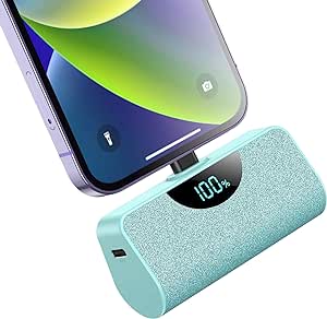 Small Portable Charger for iPhone 5200mAh, 20W PD Fast Charging Power Bank, LCD Display Mini Battery Pack Portable Phone Charger Compatible with iPhone 14 Pro Max/14/13/12/11/XR/X/8/7/6,Green