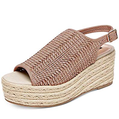 Blivener Espadrille Wedge Sandals Casual Summer Peep Toe Slingback Platform Sandals Shoes
