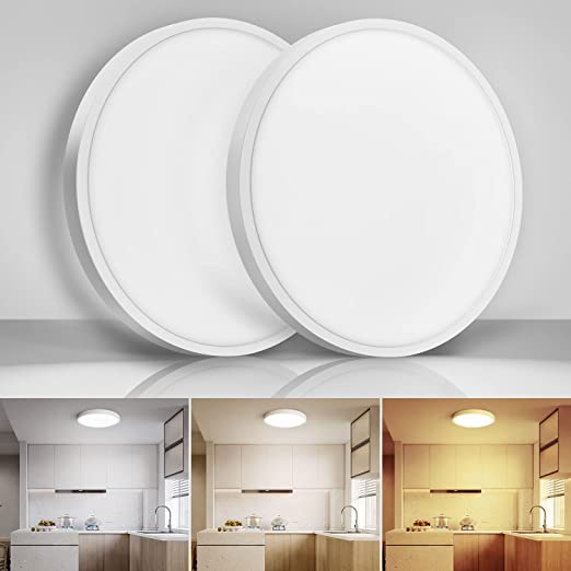 9 Inch Flush Mount LED Ceiling Light 2 Pack, 28W 2800LM Super Bright White LED Ceiling Lights 3000k/4000k/6500k, Modern Round Flat Ultra Thin Surface Mount Ceiling Light for Kitchen Bathroom Bedroom