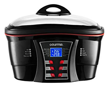 Gourmia Premium 8 In 1 Programmable Multi Function Cooker - Racks & Accessories- 5.5 Qt- 1500W- Black - UK Plug