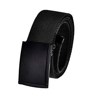 Men's Cut to Fit Golf Belt Casual Outdoor Canvas with Black Military Flip Top Buckle
